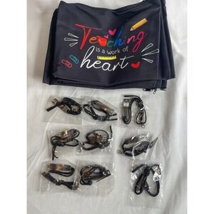 9pc Teacher Appreciation Gift Set Canvas Pouches and Bracelets Bulk NEW